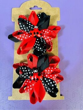 Ladybug Hair Bow Set